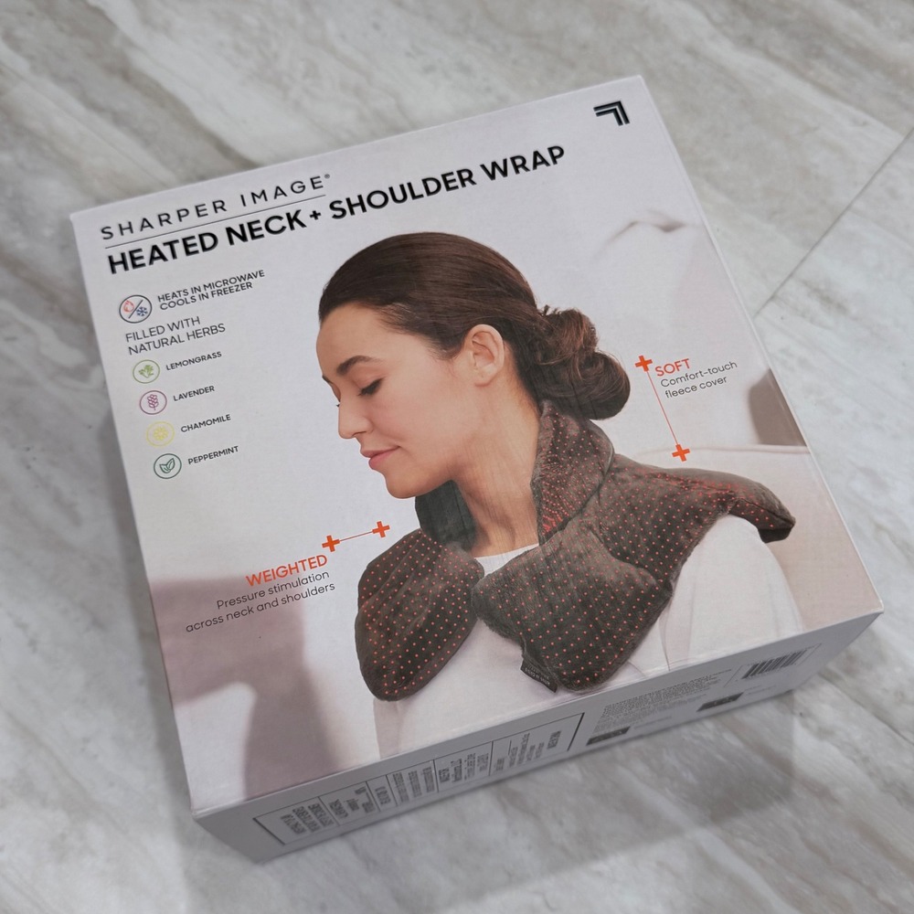 Sharper Image Heated Neck and Shoulder Wrap Weighted Herbal Aromatherapy Grey